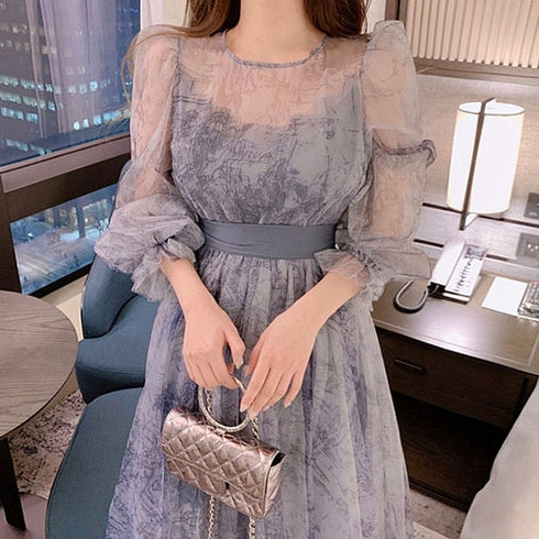 シフォンフラワーワンピ